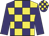 Yellow and purple check, Purple sleeves, Check cap