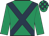 Emerald green, dark blue cross sashes, check cap