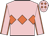 Pink, orange triple diamond, orange seams on sleeves, pink cap, orange diamonds