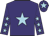 Purple, light blue star, purple sleeves, light blue stars, purple cap, light blue star