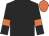 black, orange armlets and cap