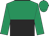 emerald green and black halved horizontally, emerald green sleeves