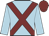 light blue, maroon cross sashes, maroon cap