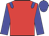 red, blue epaulets, blue sleeves and cap