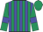 Emerald green, blue stripes and armlets, emerald green cap