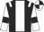 black, white stripe, white epaulets, white sleeves, black armlets, quartered cap