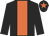 Black, orange stripe, orange star on cap
