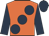 Orange, dark blue large spots, dark blue sleeves & cap