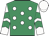 Emerald green, white spots, white sleeves, emerald green chevrons, white cap