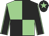 Black & light green quartered, light green seams on sleeves, light green star on cap