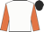 White, orange sleeves, black cap
