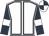 White, dark blue seams, dark blue sleeves, white armlets, white and dark blue quartered cap
