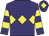 Purple, yellow triple diamond, hooped sleeves and diamond on cap