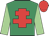 Emerald green, red cross of lorraine, light green sleeves, red cap