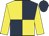 Yellow and dark blue (quartered), yellow sleeves, dark blue cap