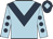 Light blue, dark blue chevron, light blue sleeves, dark blue spots, dark blue cap, light blue diamond