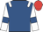 Royal blue, white epaulets, white sleeves, royal blue armlets, red cap