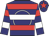 Navy blue, white circle, navy blue, red and white hoops, navy blue cap, red star