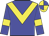Blue body, yellow chevron, blue arms, yellow armlets, yellow cap, blue quartered