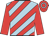 Light blue, red diagonal stripes, red sleeves, red cap, light blue hoop