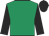 Emerald green, black sleeves and cap