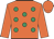 Orange, emerald green spots, orange sleeves and cap
