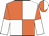 orange and white quarters, halved sleeves and cap