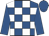 royal blue and white checked, royal blue sleeves and cap