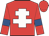 Red, white cross of lorraine, red sleeves, royal blue armlets