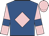 Royal blue, pink diamond, pink sleeves, royal blue armlets, pink cap