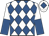 White and royal blue diamonds, halved sleeves, white cap, royal blue diamond