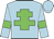 Light blue body, green cross of lorraine, light blue arms, green armlets, light blue cap