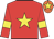 Red body, yellow star, red arms, yellow armlets, orange cap, yellow star