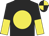 Black, yellow disc, halved sleeves, black and yellow quartered cap