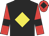 Black, yellow diamond, red sleeves, black armlets and diamond on red cap