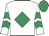 White, emerald green diamond, emerald green chevrons on sleeves, emerald green cap