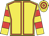 Yellow, red seams, hooped sleeves & cap