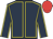 Dark blue, yellow seams, red cap