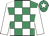 Emerald green & white check, white sleeves, emerald green cap, white star