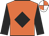 Orange, black diamond & sleeves, orange & white quartered cap