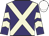 Purple, beige cross belts, chevrons on sleeves, white cap