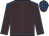 Brown, royal blue seams, striped cap