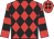 Red & black diamonds, hooped sleeves, red cap, black spots