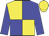 Yellow body, blue quartered, blue arms, yellow cap