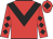 Red body, black chevron, red arms, black diamonds, red cap, black diamond