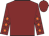 maroon,  orange stars on sleeves
