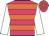 Rose body, orange hooped, white arms, rose cap, orange hooped