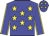 Blue body, yellow stars, blue arms, yellow seams, blue cap, yellow stars