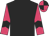 Black body, rose arms, black chevron, rose cap, black quartered
