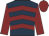 Dark blue, maroon chevrons, maroon sleeves and cap